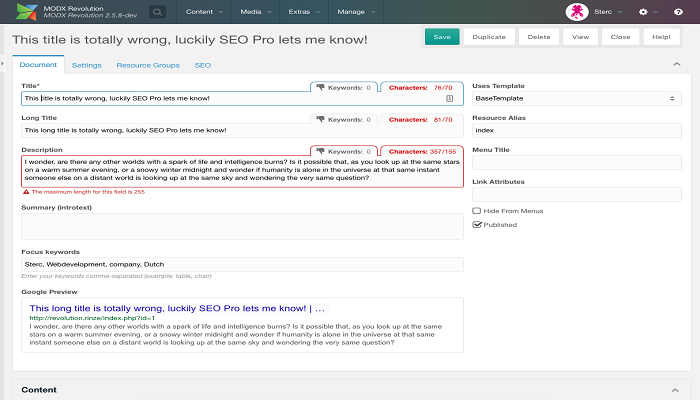 modx seo